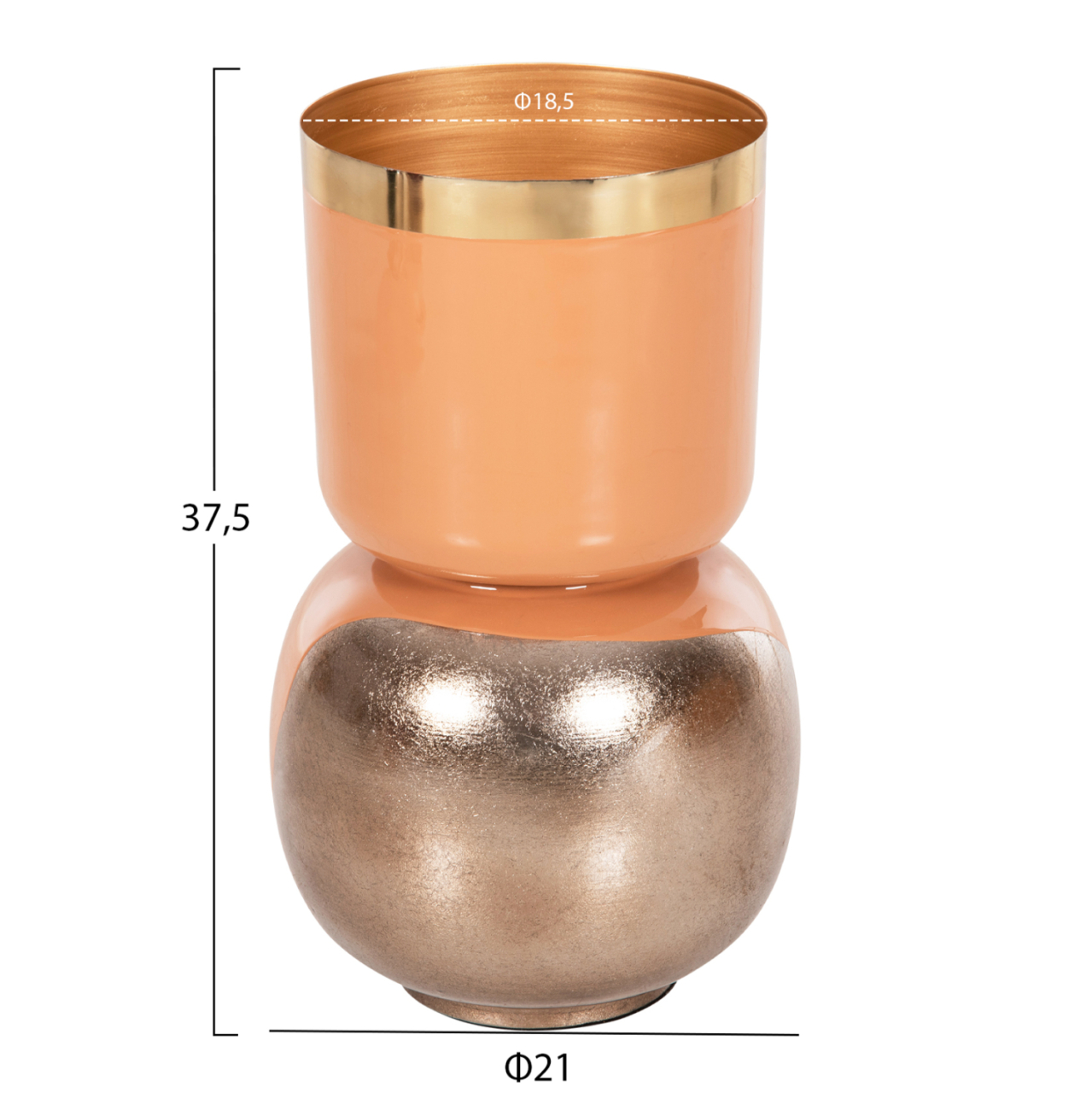 TABLE VASE LINGON HM4233.02 METAL IN SALMON-BRUSHED SILVER Φ21x37,5Hcm. [2]