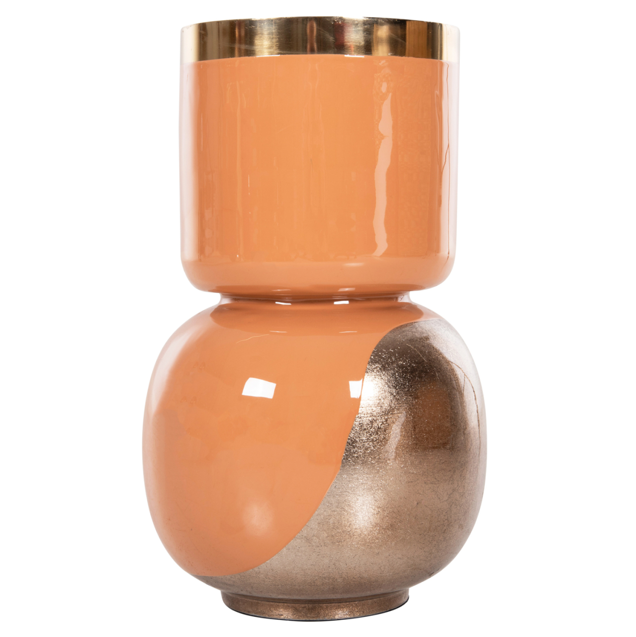 TABLE VASE LINGON HM4233.02 METAL IN SALMON-BRUSHED SILVER Φ21x37,5Hcm. [3]