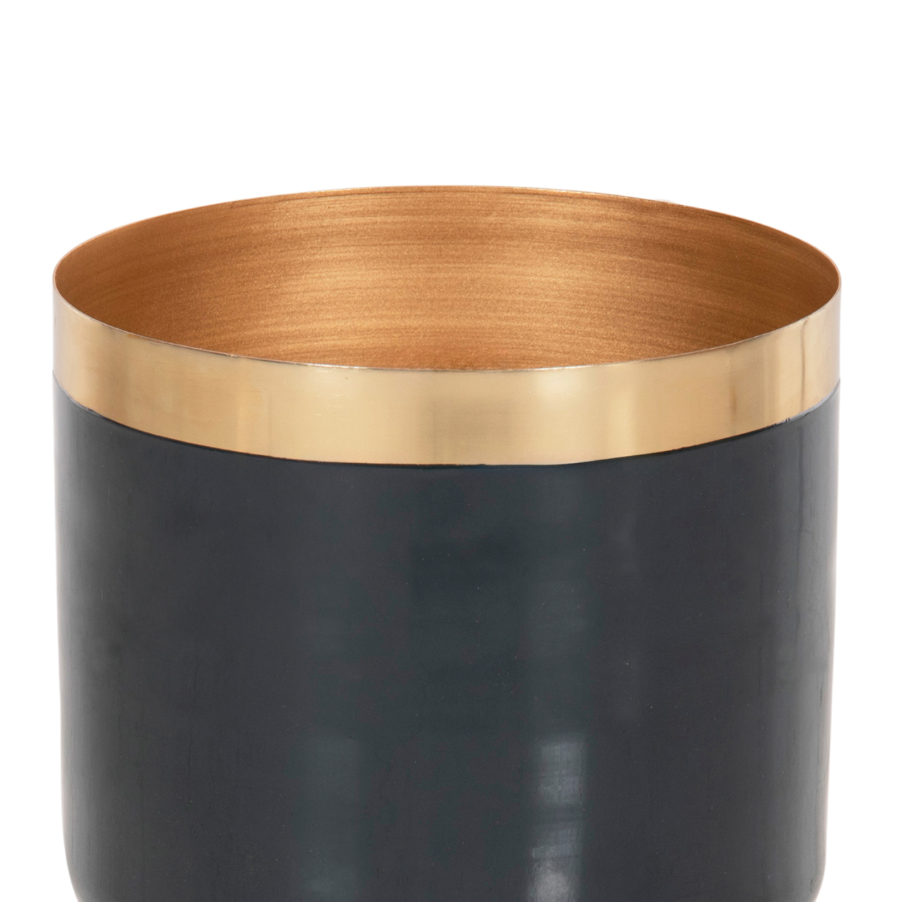 TABLE VASE LINGON HM4233.05 METAL IN ANTHRACITE BLUE-BRUSHED SILVER Φ21x37,5Hcm. [4]