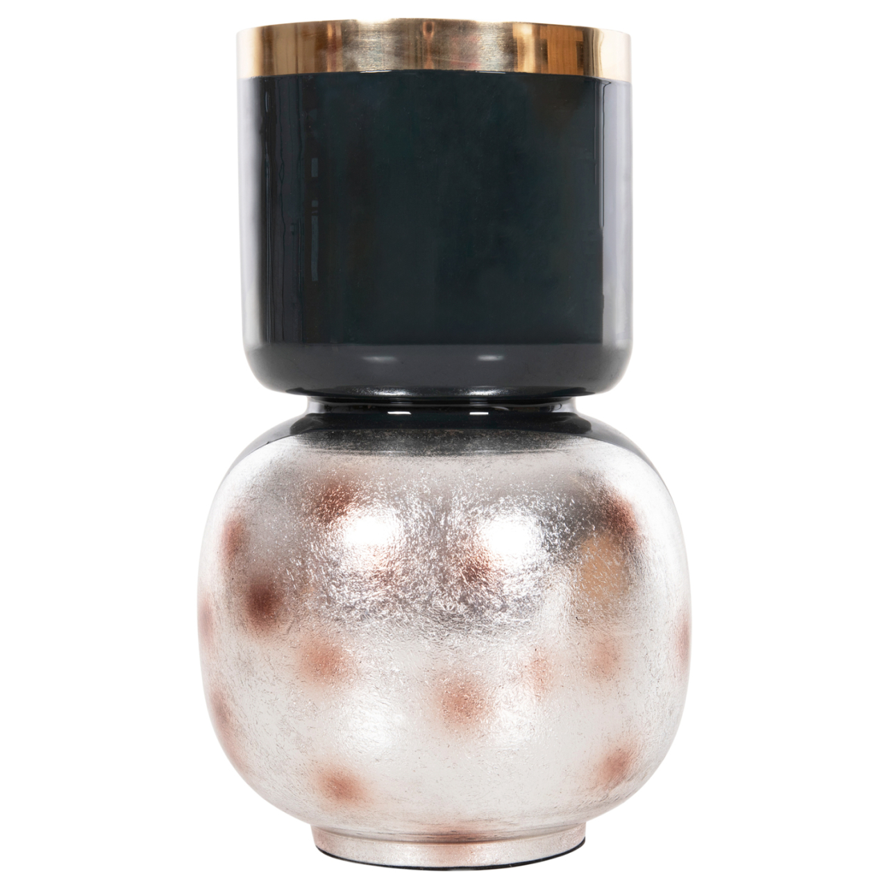 TABLE VASE LINGON HM4233.05 METAL IN ANTHRACITE BLUE-BRUSHED SILVER Φ21x37,5Hcm. [3]