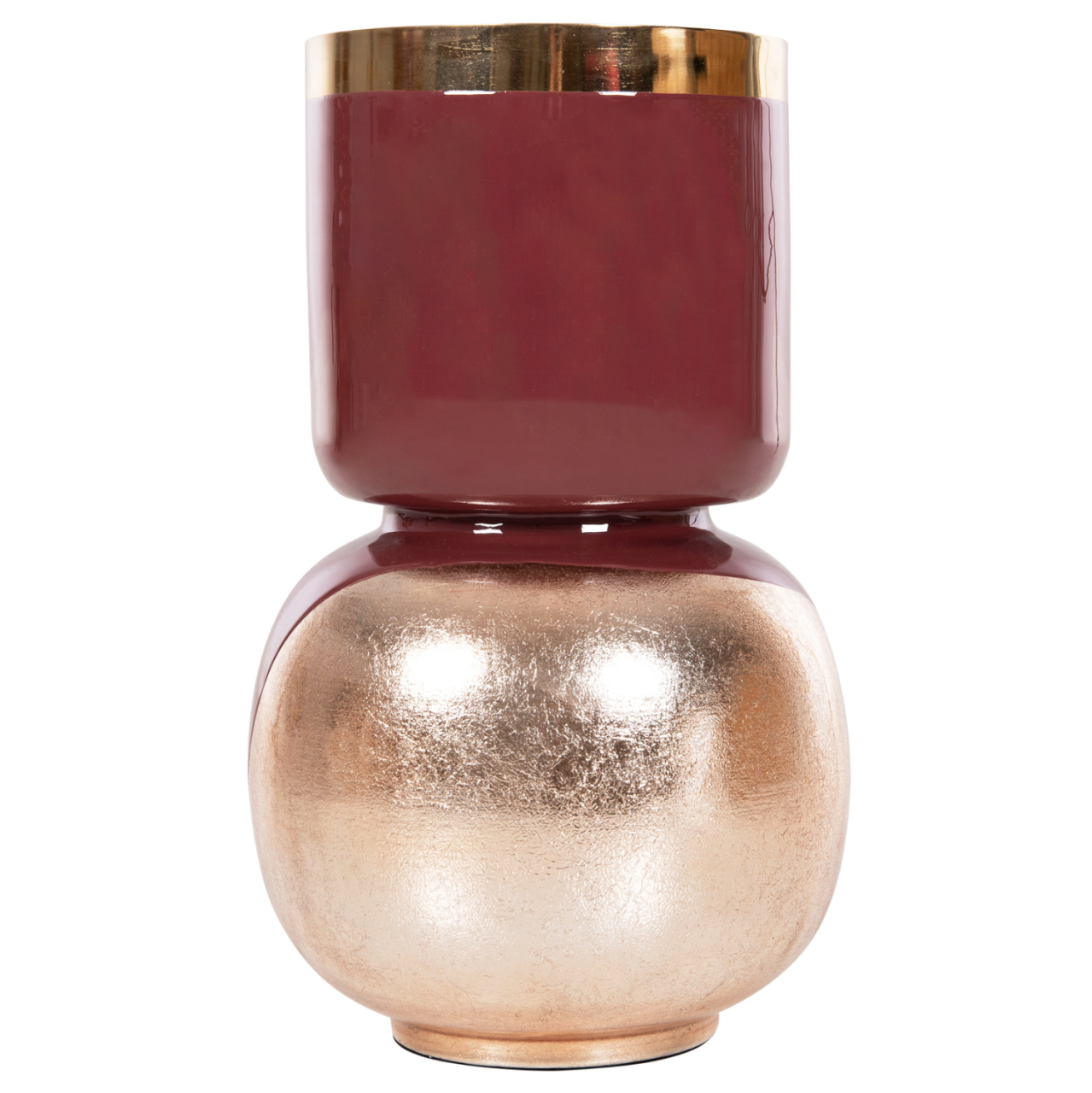 TABLE VASE LINGON HM4233.06 METAL IN CHERRY RED-GOLD PEARL Φ21x37,5Hcm. [3]
