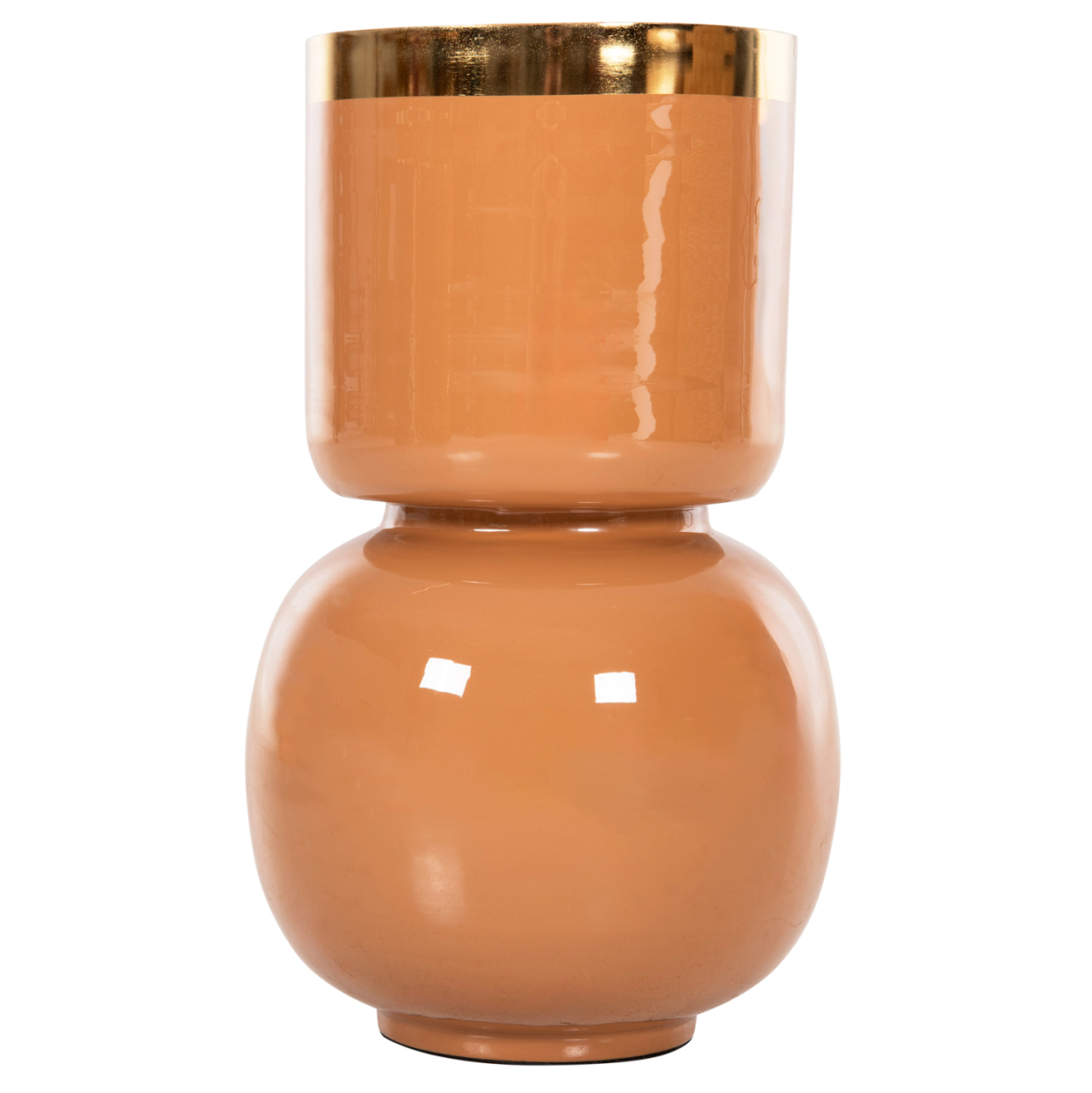 TABLE VASE LINGON HM4233.09 METAL IN SALMON-GOLD Φ21x37,5Hcm. [3]