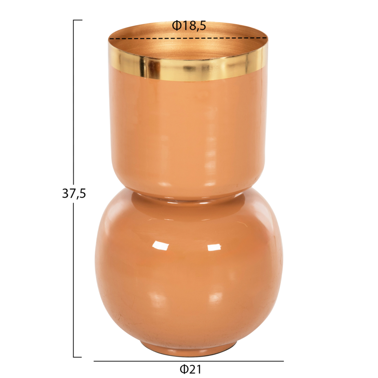 TABLE VASE LINGON HM4233.09 METAL IN SALMON-GOLD Φ21x37,5Hcm. [2]