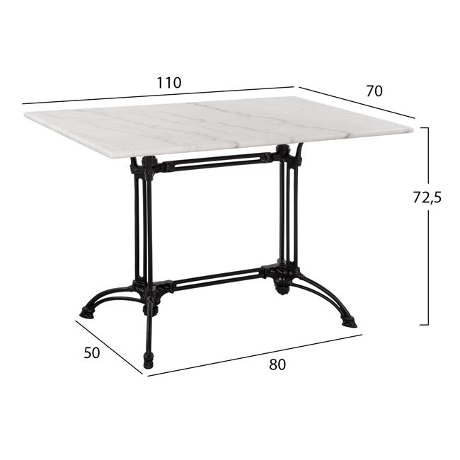 Table with 2 legs Base from cast iron HM5612 with marble 110x70 [2]
