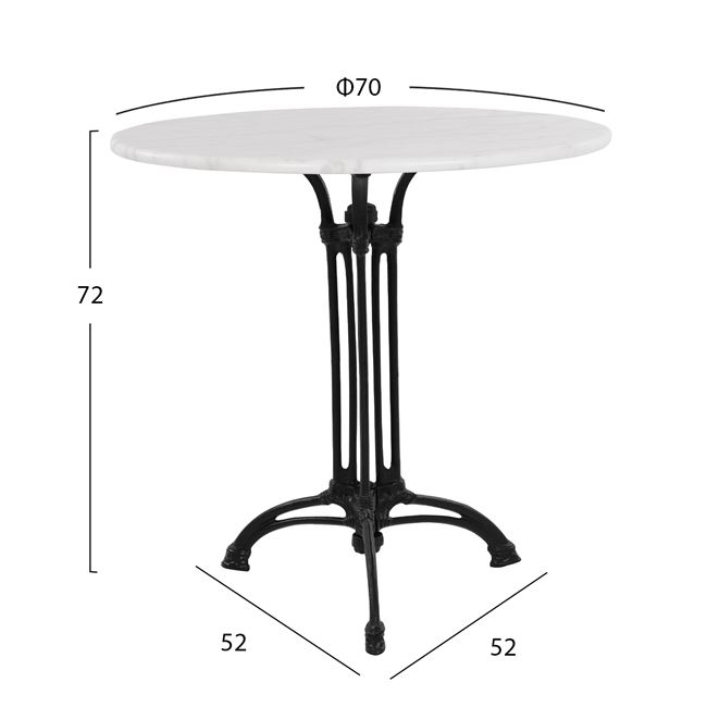 Table with 3 legs Base from cast iron with Marble '70x74cm [2]