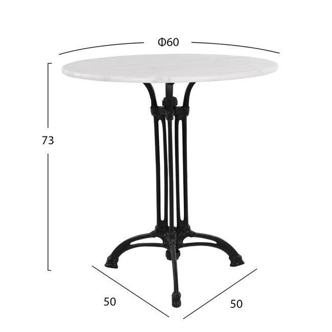 Table with 3 legs base from iron HM5609 with marble Round 60x73cm [2]