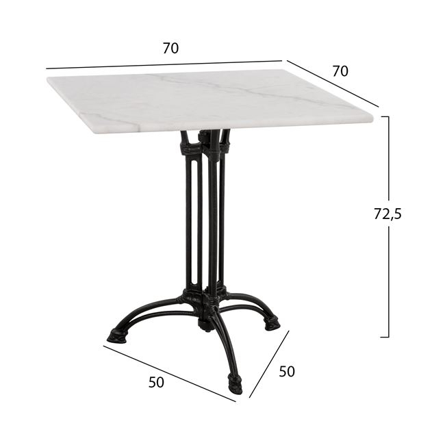 Table with 3 legs from cast iron HM5611 with marble 70x70 [2]
