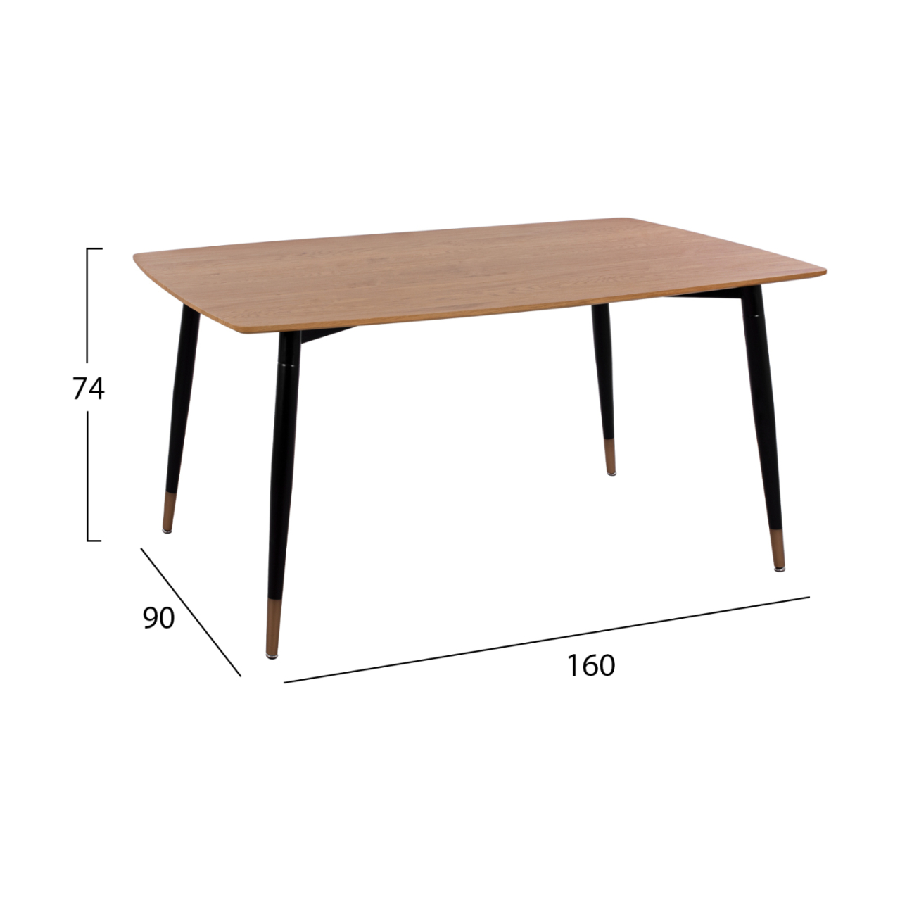 Table with natural desktop with metallic legs black matte HM8554.01 160x90x75cm [2]