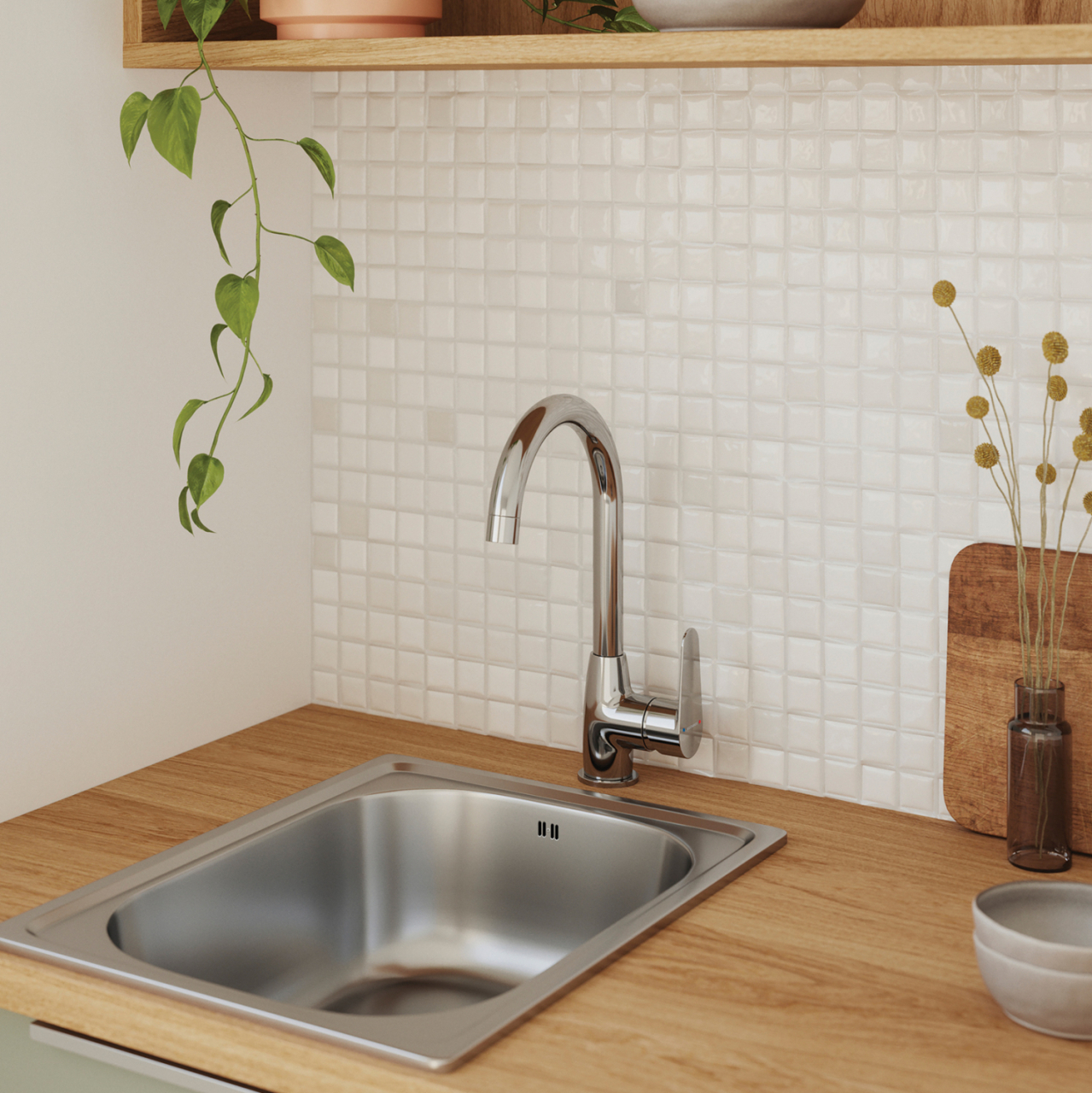 TALL FAUCET FOR KITCHEN COUNTERTOP HM4864 CHROMED-- 36.1Hcm [3]