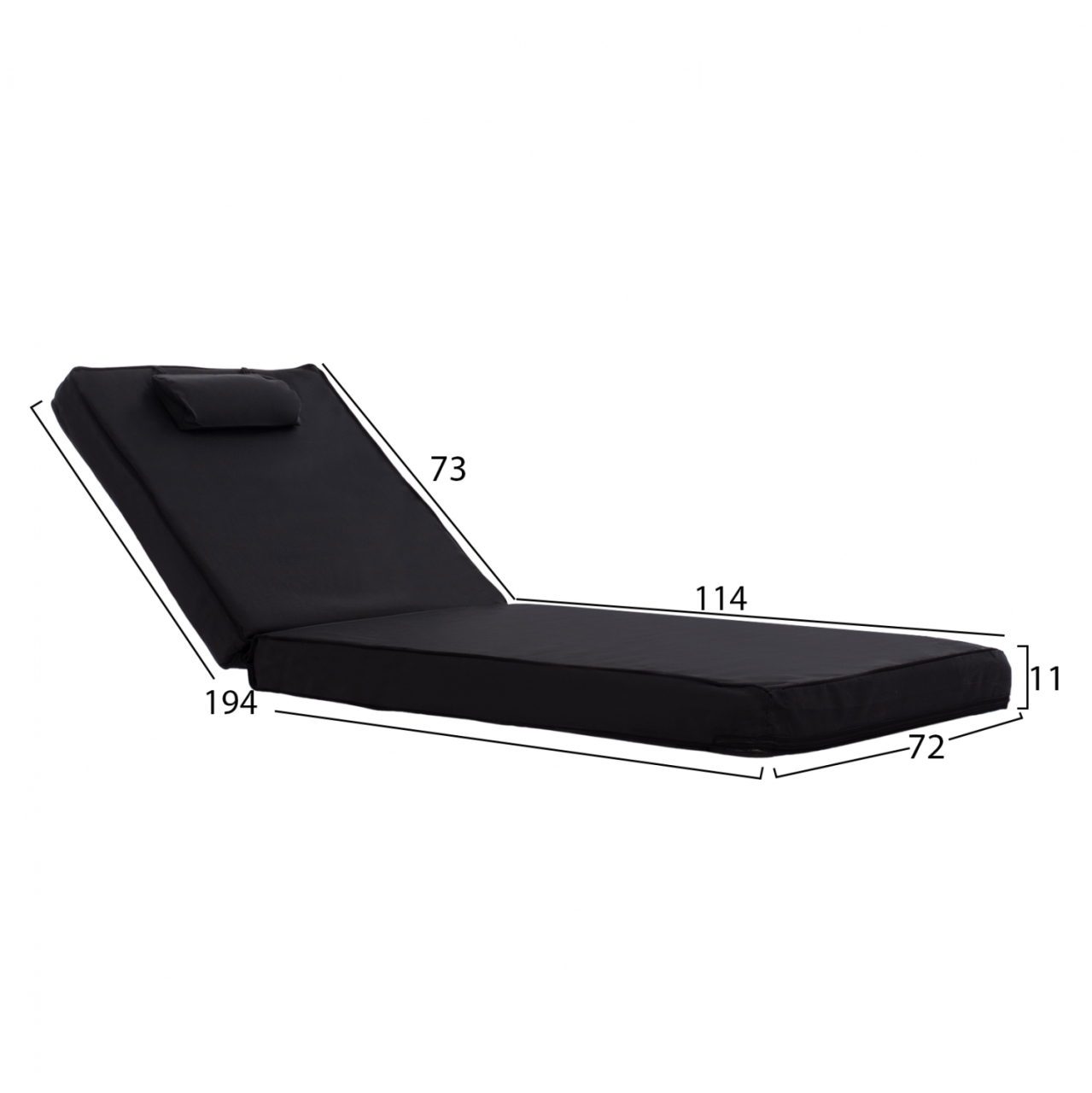 ΜΑΞΙΛΑΡΙ ΞΑΠΛΩΣΤΡΑΣ TEXTILENE 600gr/m2 2X1 SIFNOΜΑΥΡΟ HM11237.05T 194x70x11 εκ. [2]