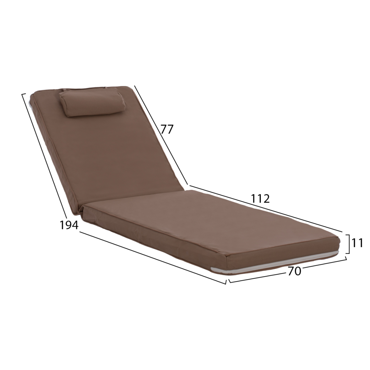ΜΑΞΙΛΑΡΙ ΞΑΠΛΩΣΤΡΑΣ TEXTILENE 600gr/m2 2X1 SIFNOS ΜΟΚΑ HM11237.04T 194x70x11εκ. [2]