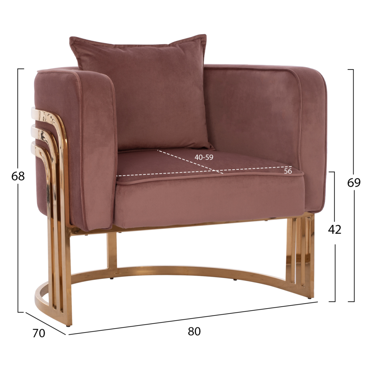 TIANA ARMCHAIR WITH GOLD METAL FRAME AND LOW BACK HM8738.02 [2]