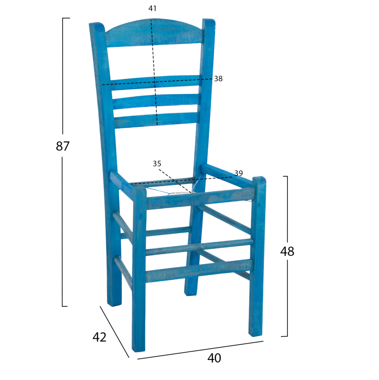 TRADITIONAL CHAIR JHETT HM5575.05 BEECH WOOD WITH IMPREGNATION IN BLUE-FRAME ONLY 40x42x87Hcm. [2]