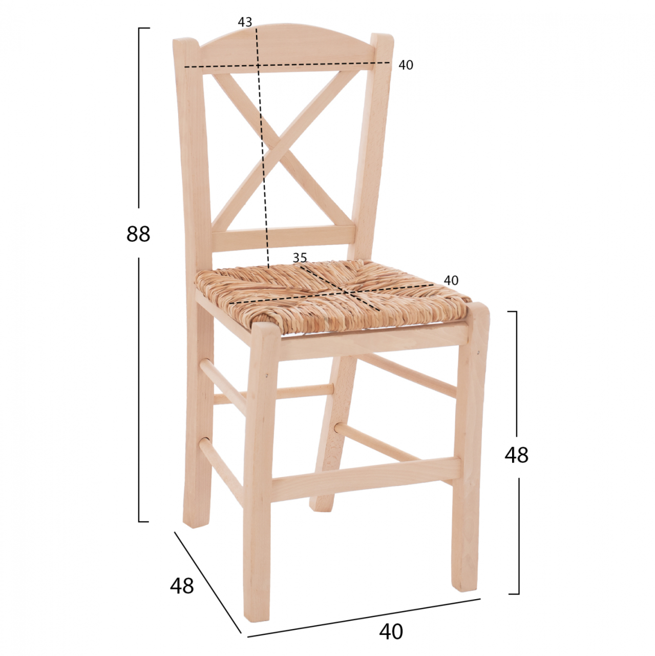 Traditional chair with straw crossed unpainted HM10371.02 [2]