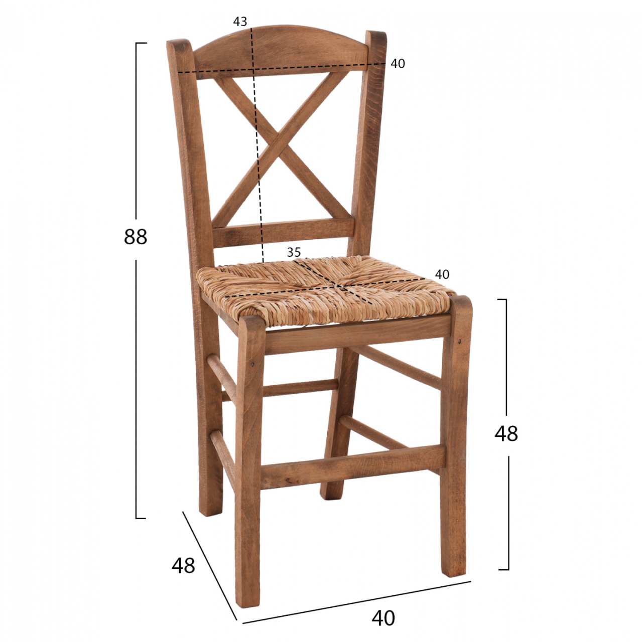 Traditional chair with straw crossed walnut HM10371.01 [2]