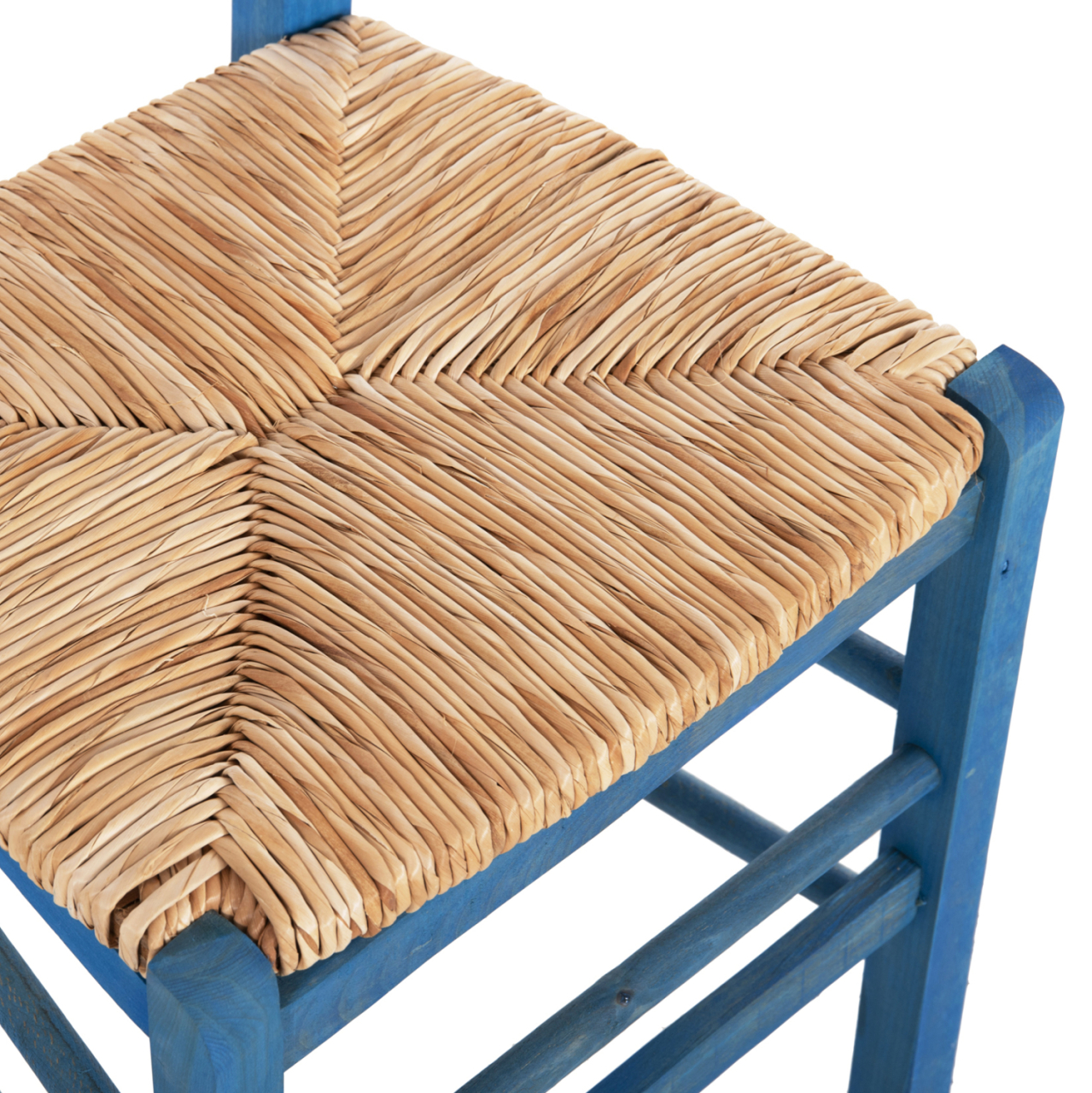 TRADITIONAL CHAIR WITH STRAW MAT SEAT FB910369.05 BBECH WOOD WITH IMPREGNATION-BLUE 40x42x87H [8]