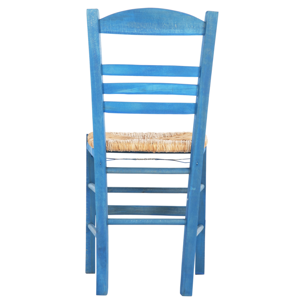 TRADITIONAL CHAIR WITH STRAW MAT SEAT FB910369.05 BBECH WOOD WITH IMPREGNATION-BLUE 40x42x87H [6]