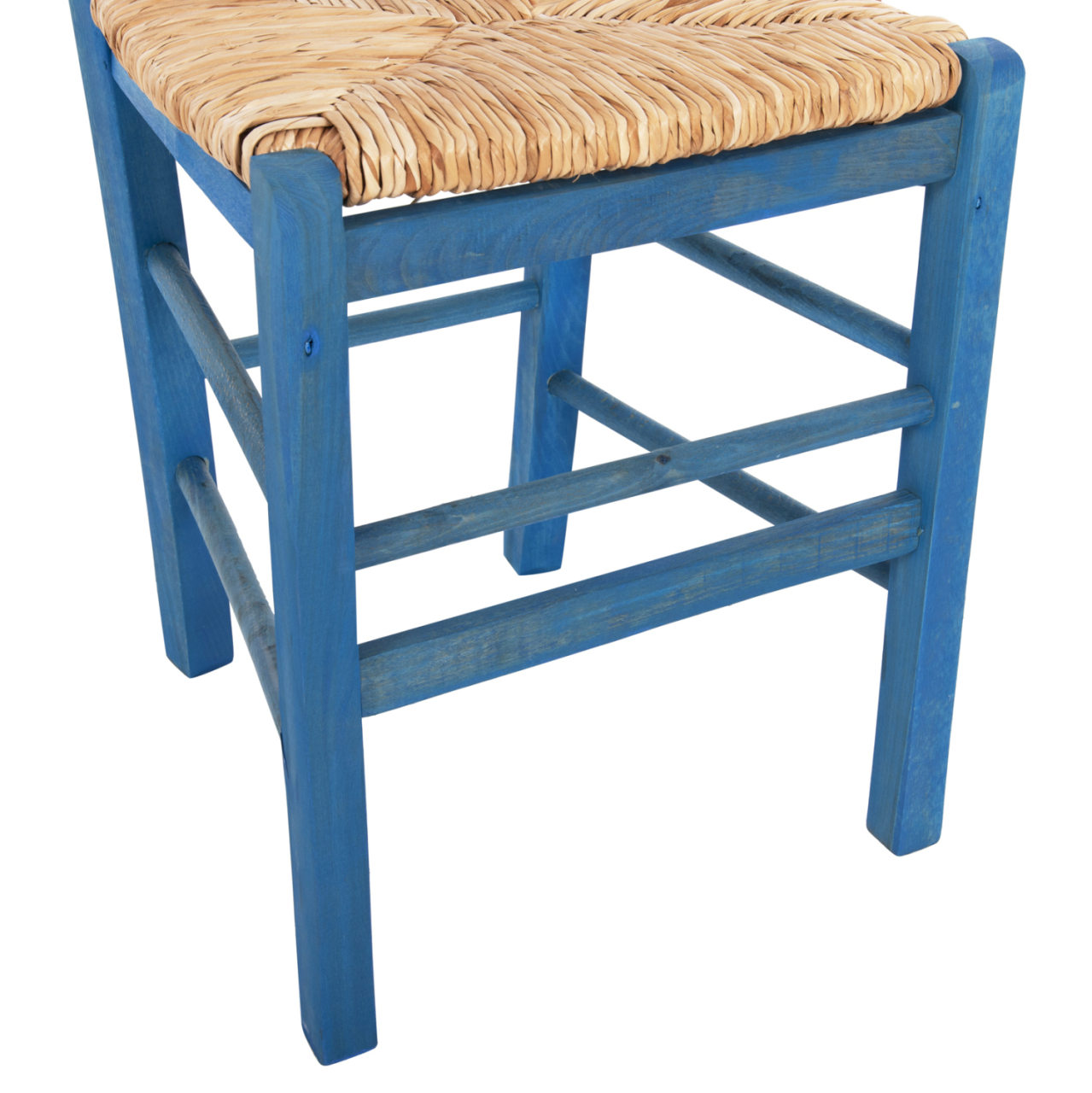 TRADITIONAL CHAIR WITH STRAW MAT SEAT FB910369.05 BBECH WOOD WITH IMPREGNATION-BLUE 40x42x87H [10]