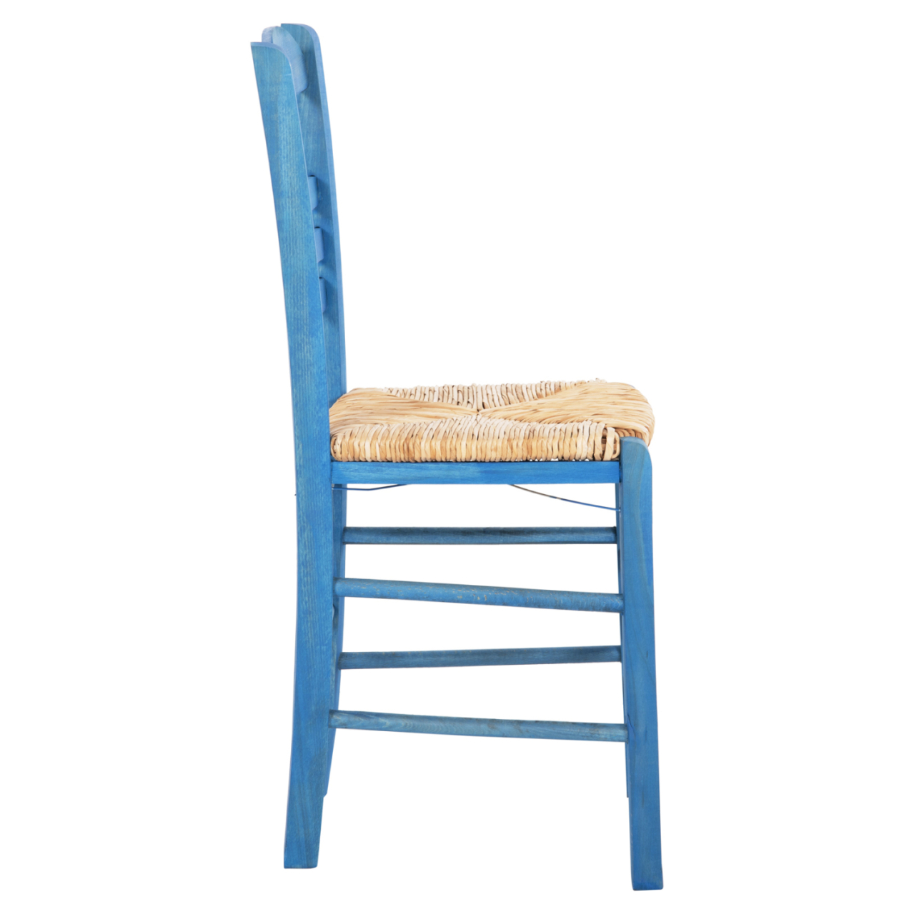 TRADITIONAL CHAIR WITH STRAW MAT SEAT FB910369.05 BBECH WOOD WITH IMPREGNATION-BLUE 40x42x87H [4]