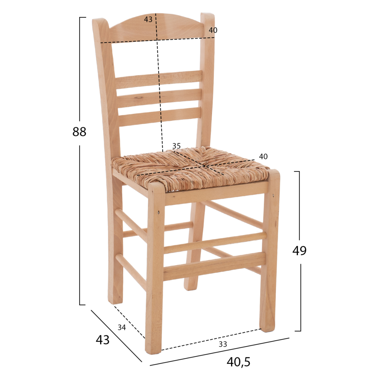 Traditional chair with straw unpainted HM10369.02 [2]