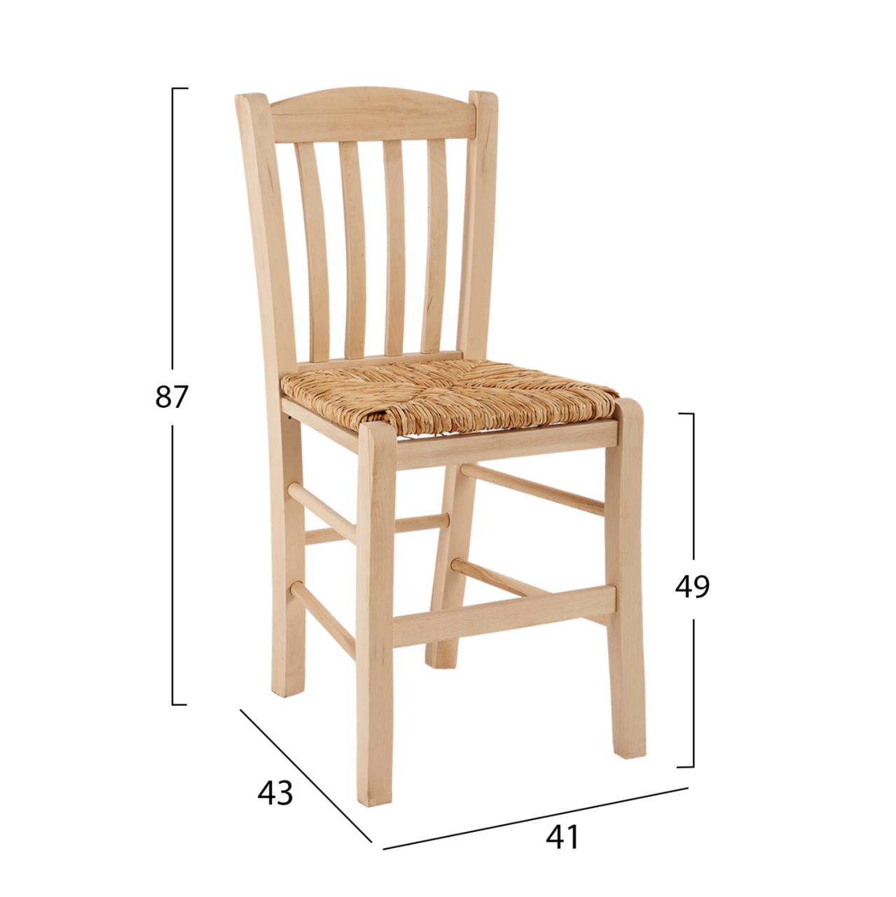 Traditional chair with straw unpainted HM10376.02 [2]