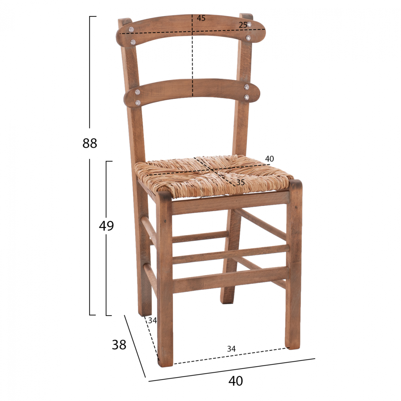 Traditional chair with straw Walnut HM10370.01 [2]