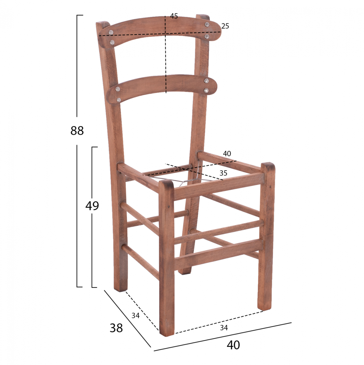TRADITIONAL COFFEE SHOP CHAIR GENTRY HM5576.01 BEECH WOOD WITH IMPREGNATION IN WALNUT 40x38x88Hcm. [2]