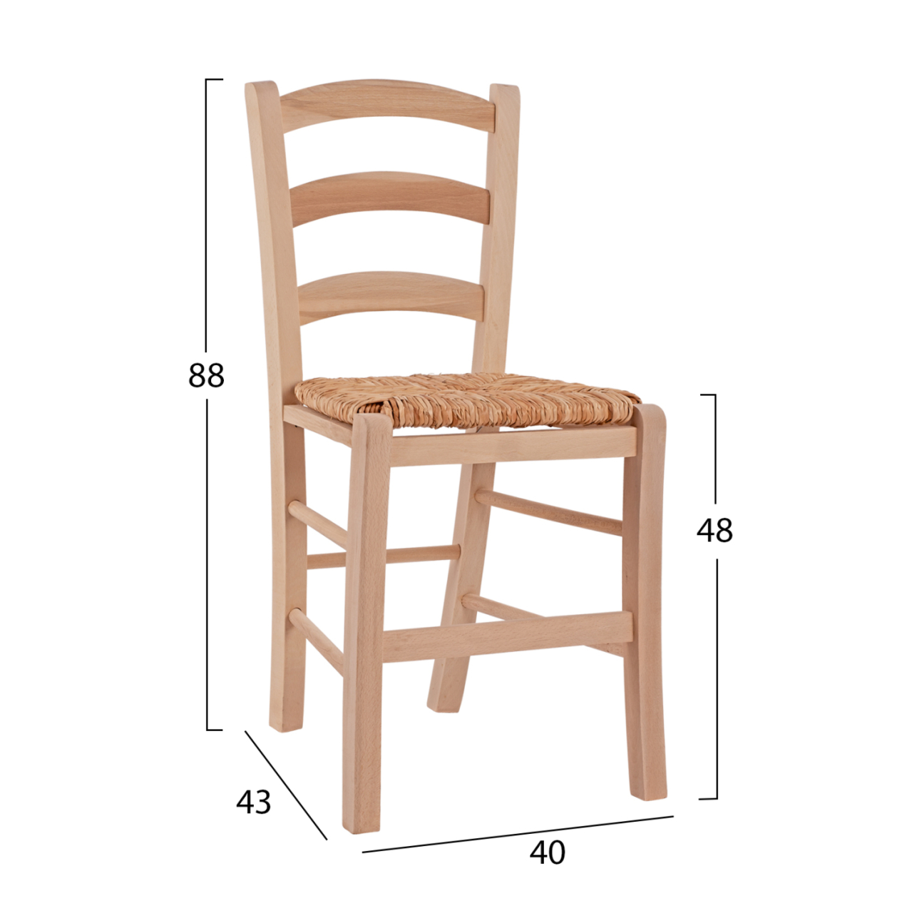 Traditional unpainted chair Paros from solid beech wood with straw HM10379.02 [2]