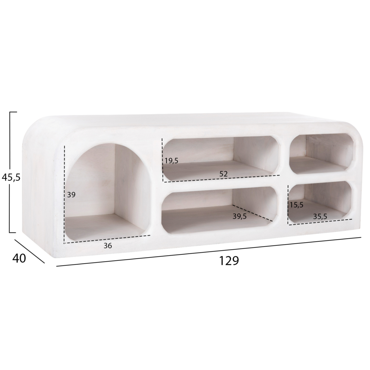 TV CABINET HANDYR HM9704 SOLID MANGO WOOD IN WHITE COLOR 130x40x45Hcm. [2]