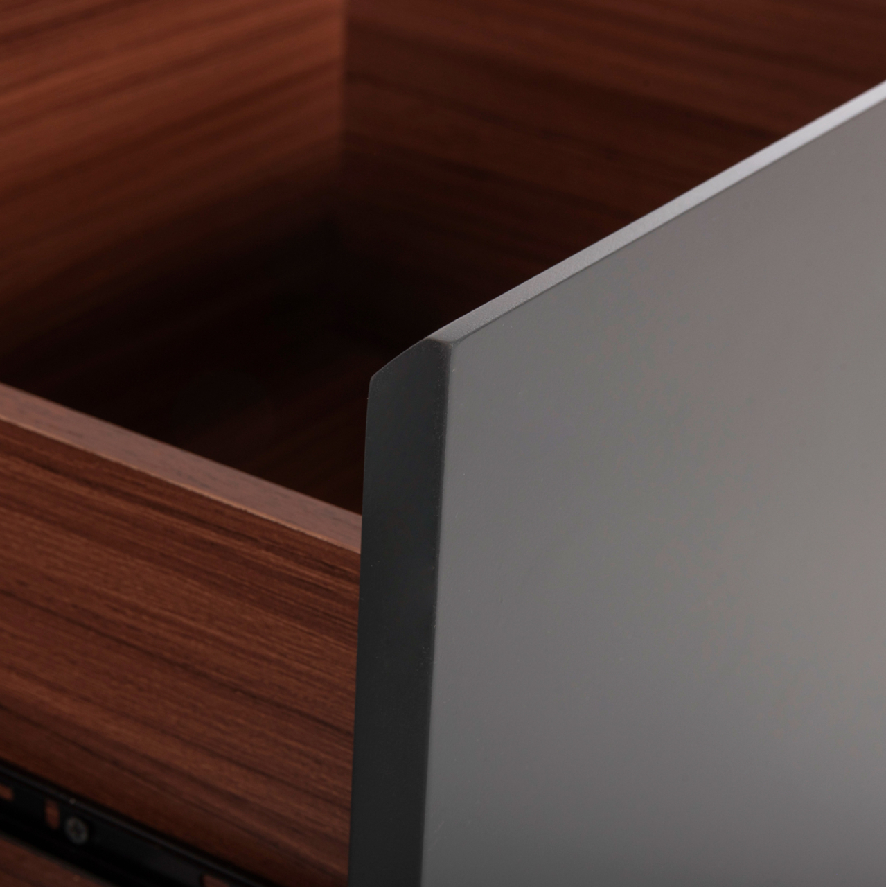 TV CABINET HUDSON HM9748 MDF WITH WALNUT VENEER IN WALNUT AND DAREK GREY COLOR 180x40x50Hcm. [10]