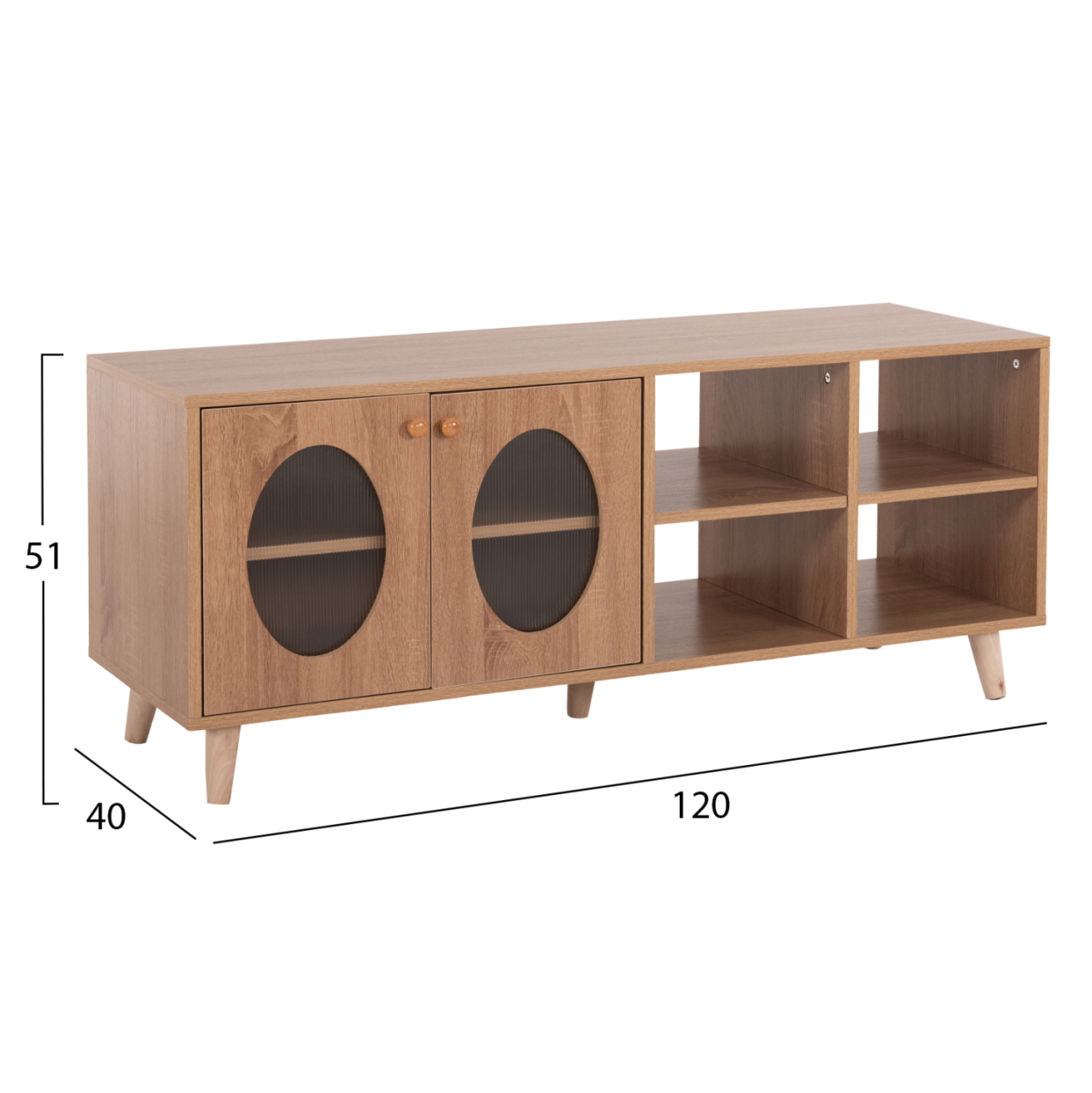 TV CABINET RILLION HM9879 MELAMINE IN SONAMA COLOR 120x40x51Hcm. [2]