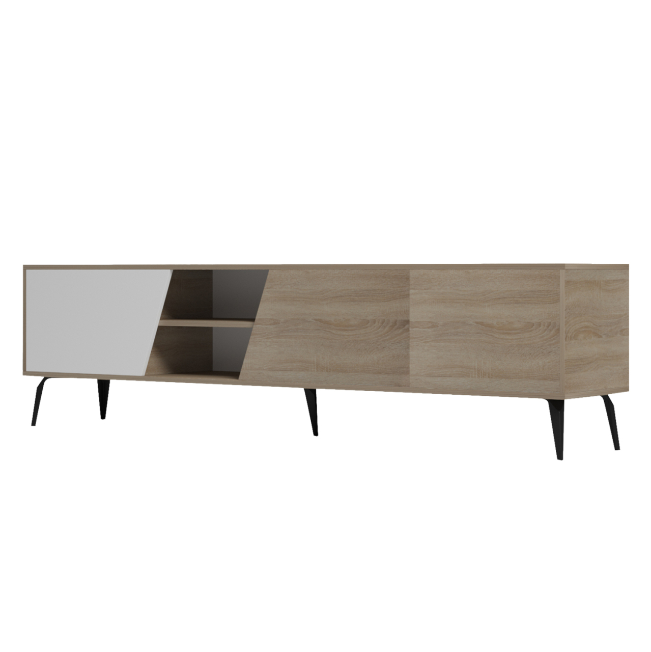 TV FURNITURE CATERRA HM18374.11 MELAMINE SONAMA/WHITE 180Χ35.5Χ48Hcm. [4]