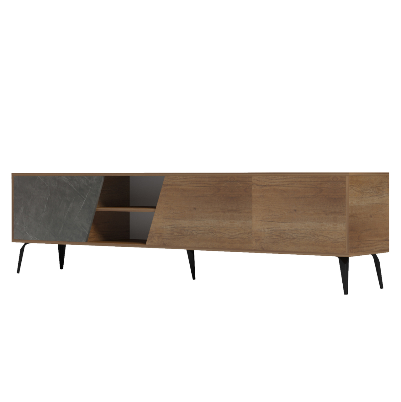 TV FURNITURE CATERRA HM18374.14 MELAMINE NATURAL-MOORE STONE 180Χ35.5Χ48Hcm. [4]