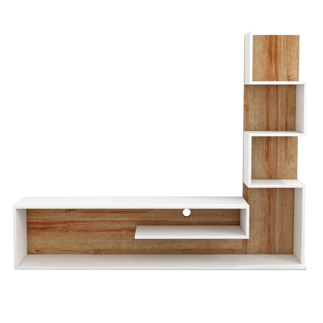 TV FURNITURE COMBO EDELIE HM8908.11 MELAMINE IN WHITE-NATURAL 150x29.5x120H cm. [4]