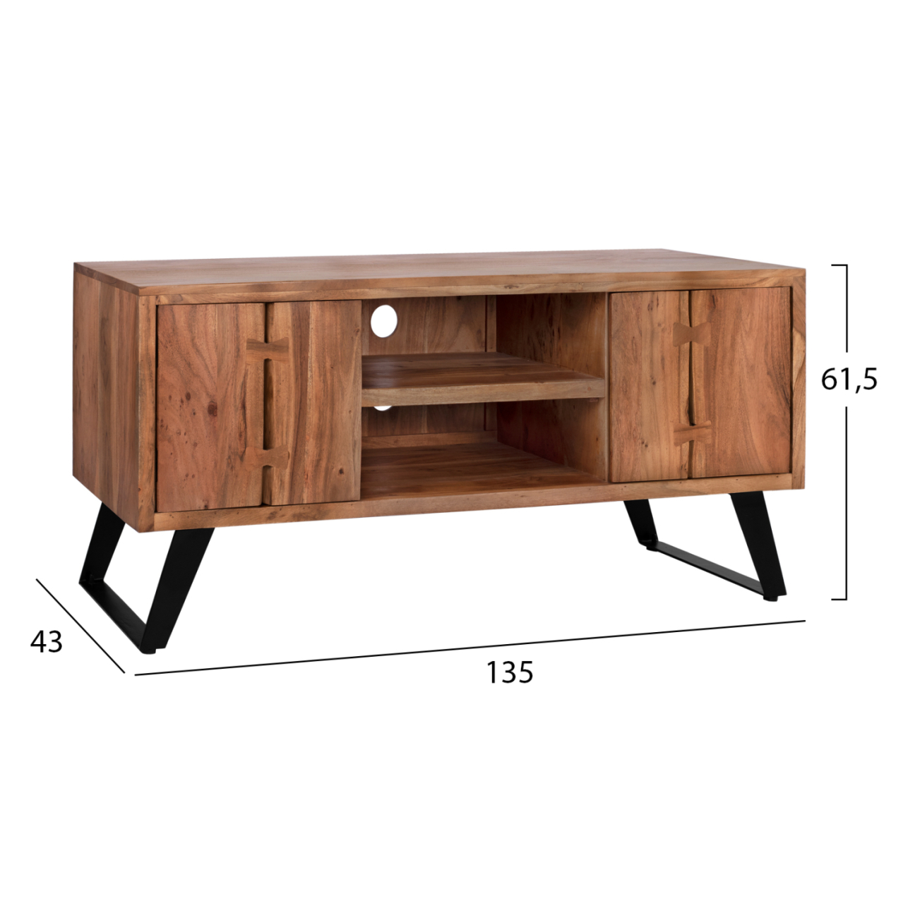 TV Furniture HM8177 Fansi from acacia solid wood natural 135x43x61.5 [2]