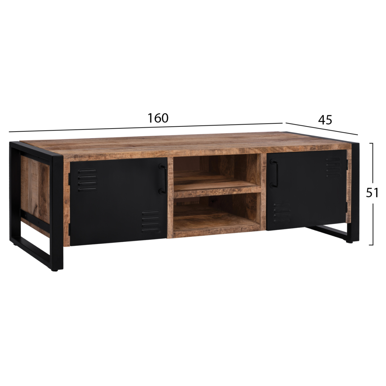 TV Furniture HM8189.11 Metal and Solid Mango wood Natural 160x45.5x51 [2]