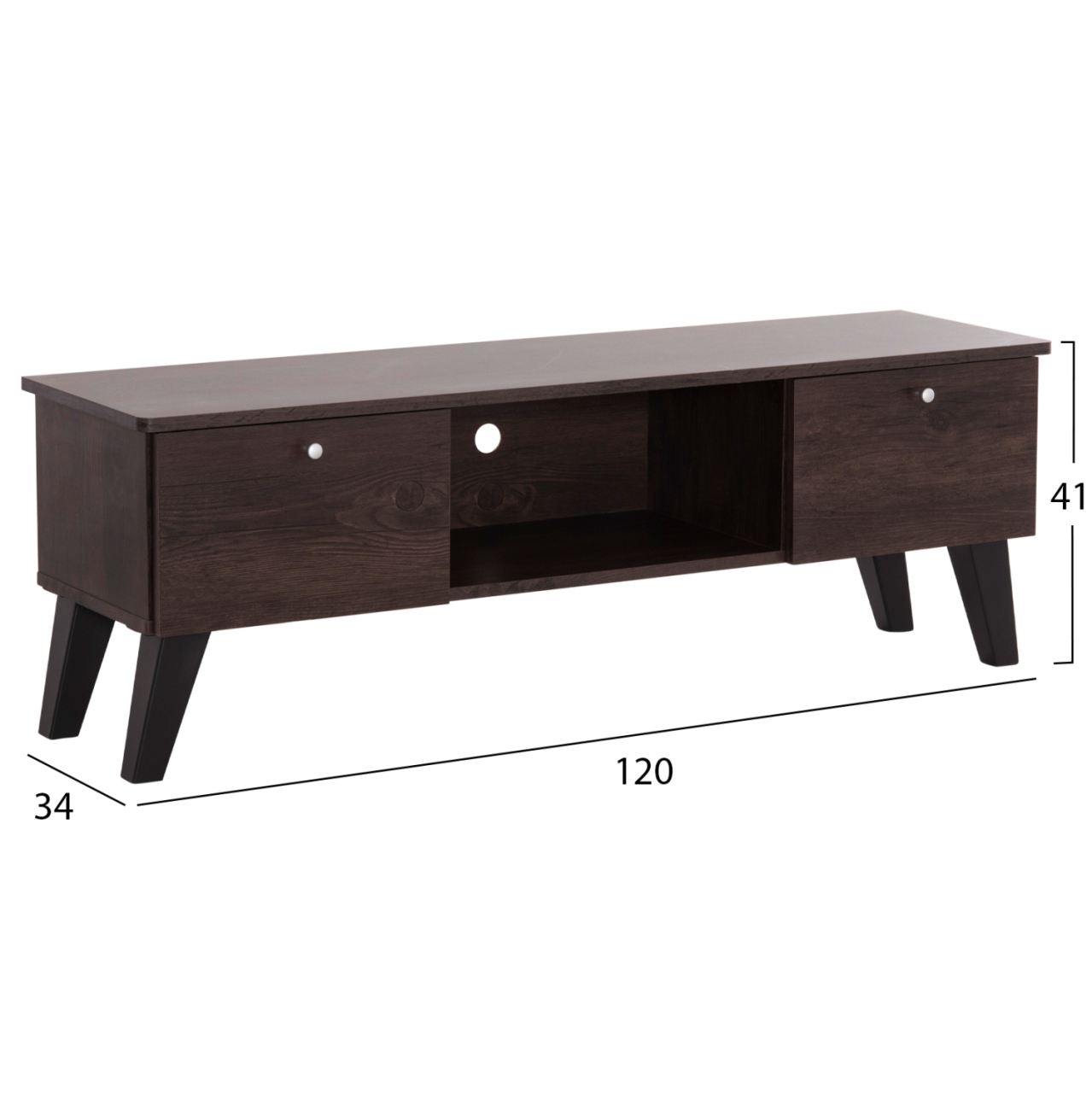 TV FURNITURE IREN HM2481.02 MELAMINE IN WALNUT-BLACK 120x32,5-34x41Hcm. [2]