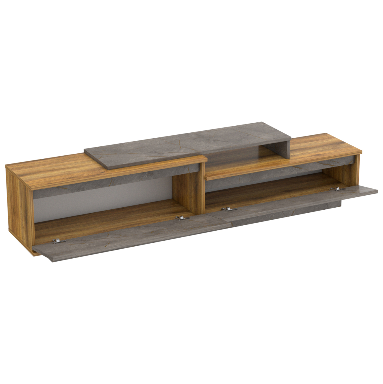 TV FURNITURE LEIS HM18186 MELAMINE IN NATURAL and GREY MARBLE LOOK COLORING 180x35x42Hcm. [4]