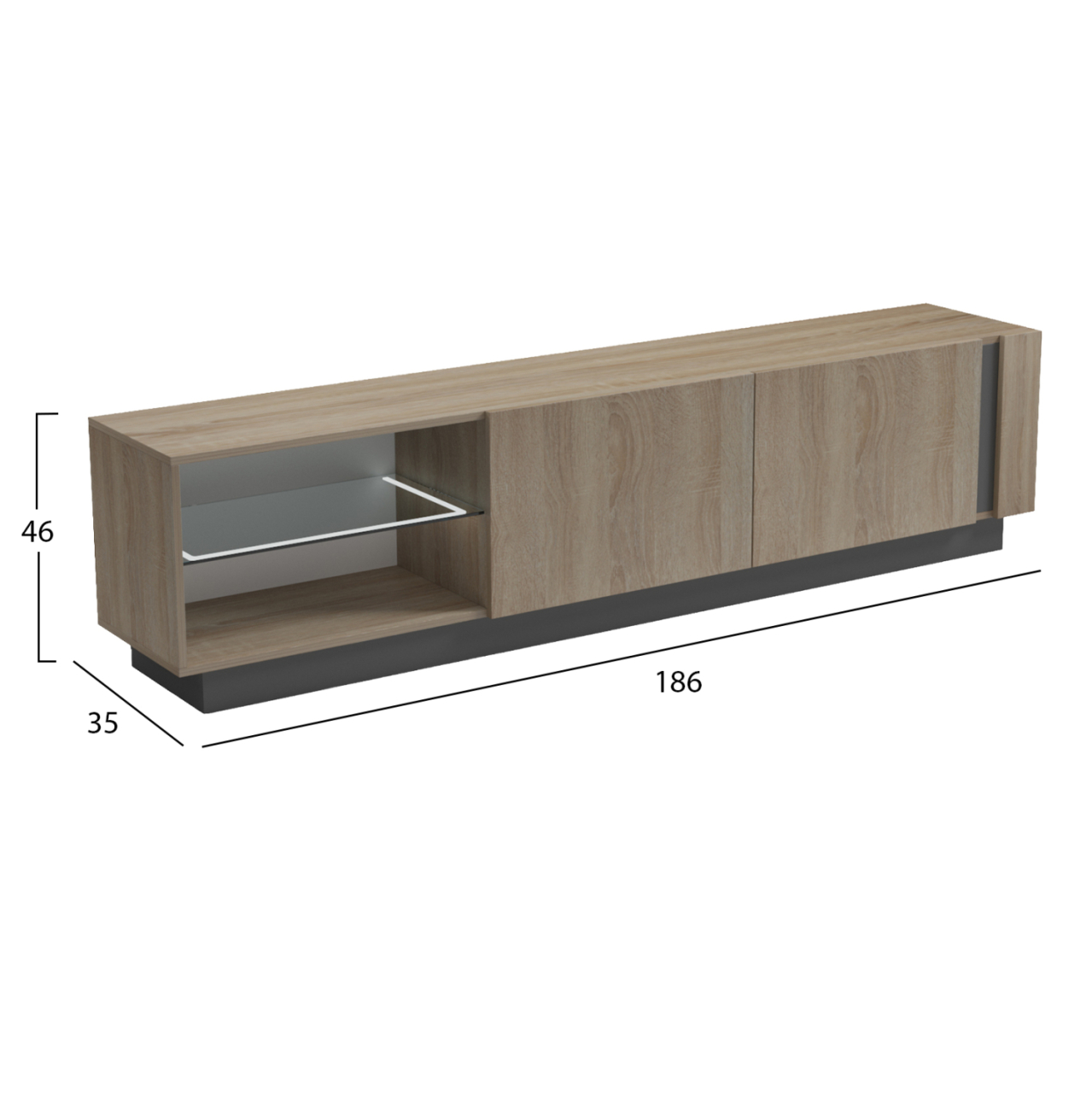 TV FURNITURE NOURISHE HM18373.13 MELAMINE SONAMA-GREY 186Χ35Χ46Hcm. [2]