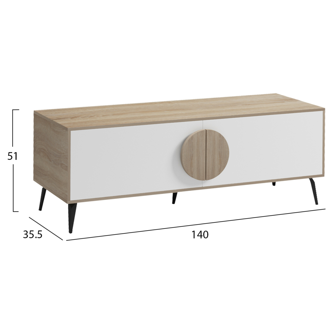 TV FURNITURE SAVORE HM18369.11 MELAMINE IN SONAMA/WHITE 140Χ35.5Χ51Hcm. [2]