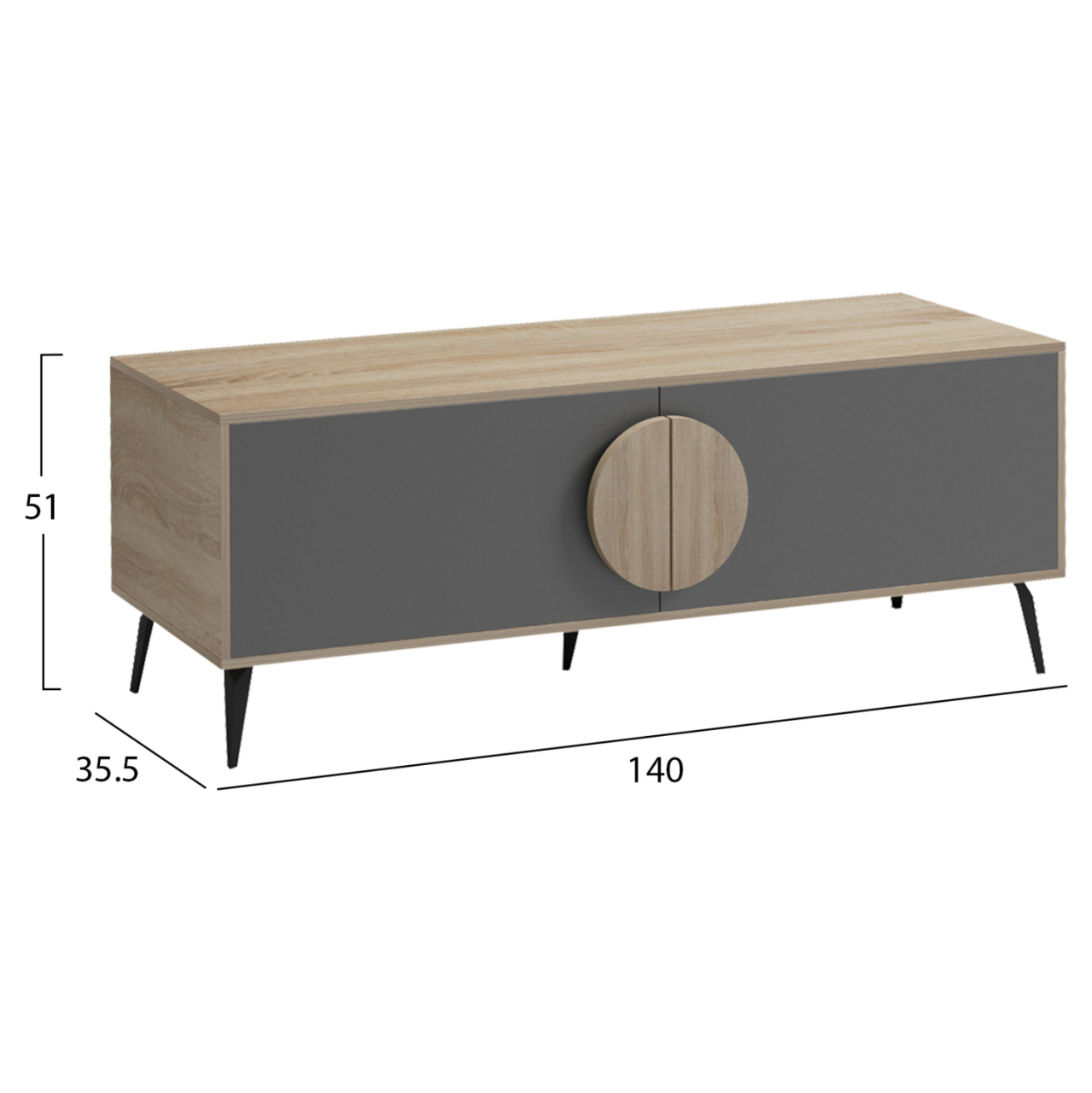 TV FURNITURE SAVORE HM18369.13 MELAMINE IN SONAMA/GREY 140Χ35.5Χ51Hcm. [2]