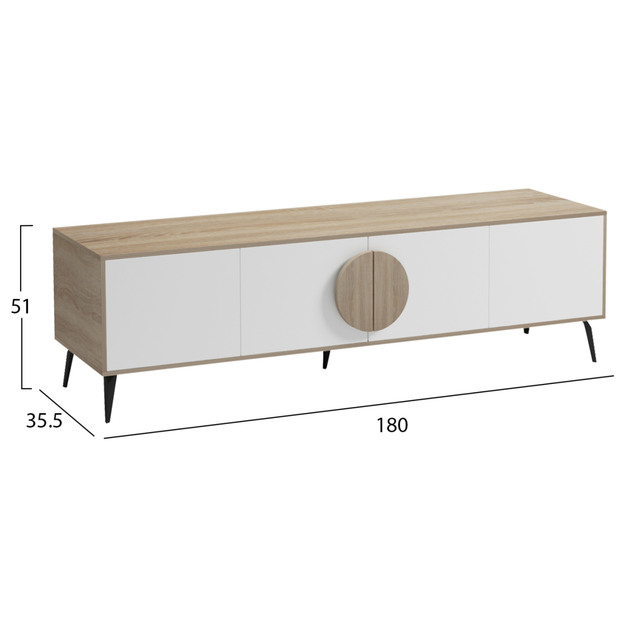 TV FURNITURE SAVORE HM18370.11 MELAMINE SONAMA-WHITE 180Χ35.5Χ51Hcm. [2]
