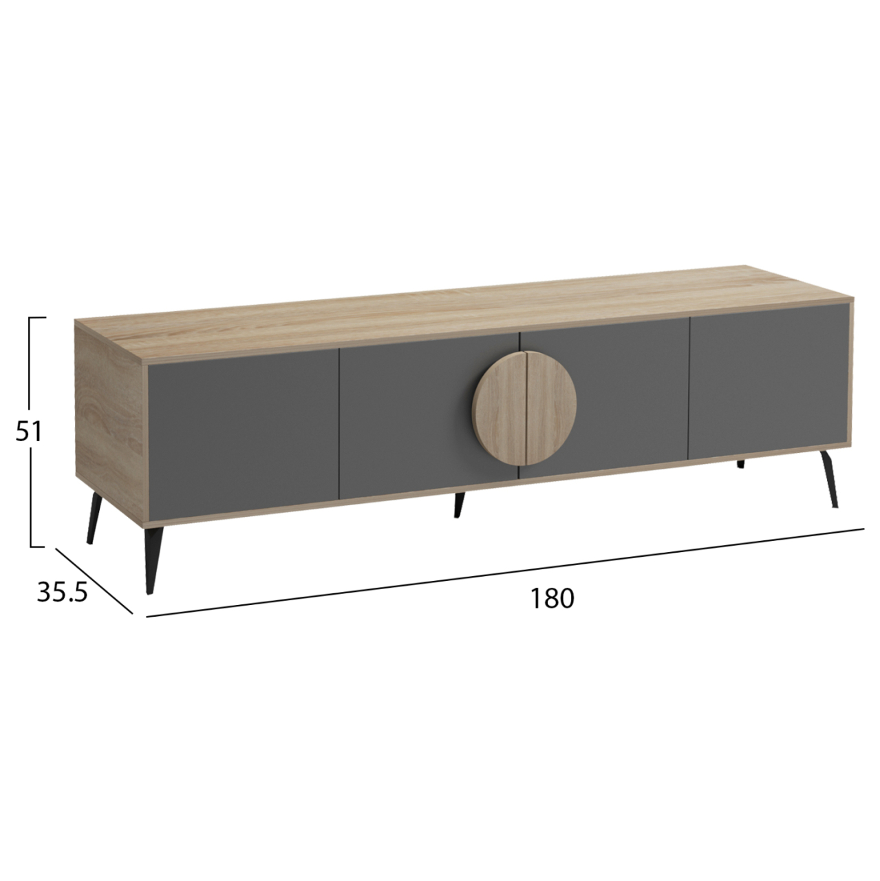 TV FURNITURE SAVORE HM18370.13 MELAMINE SONAMA-GREY 180Χ35.5Χ51Hcm. [2]
