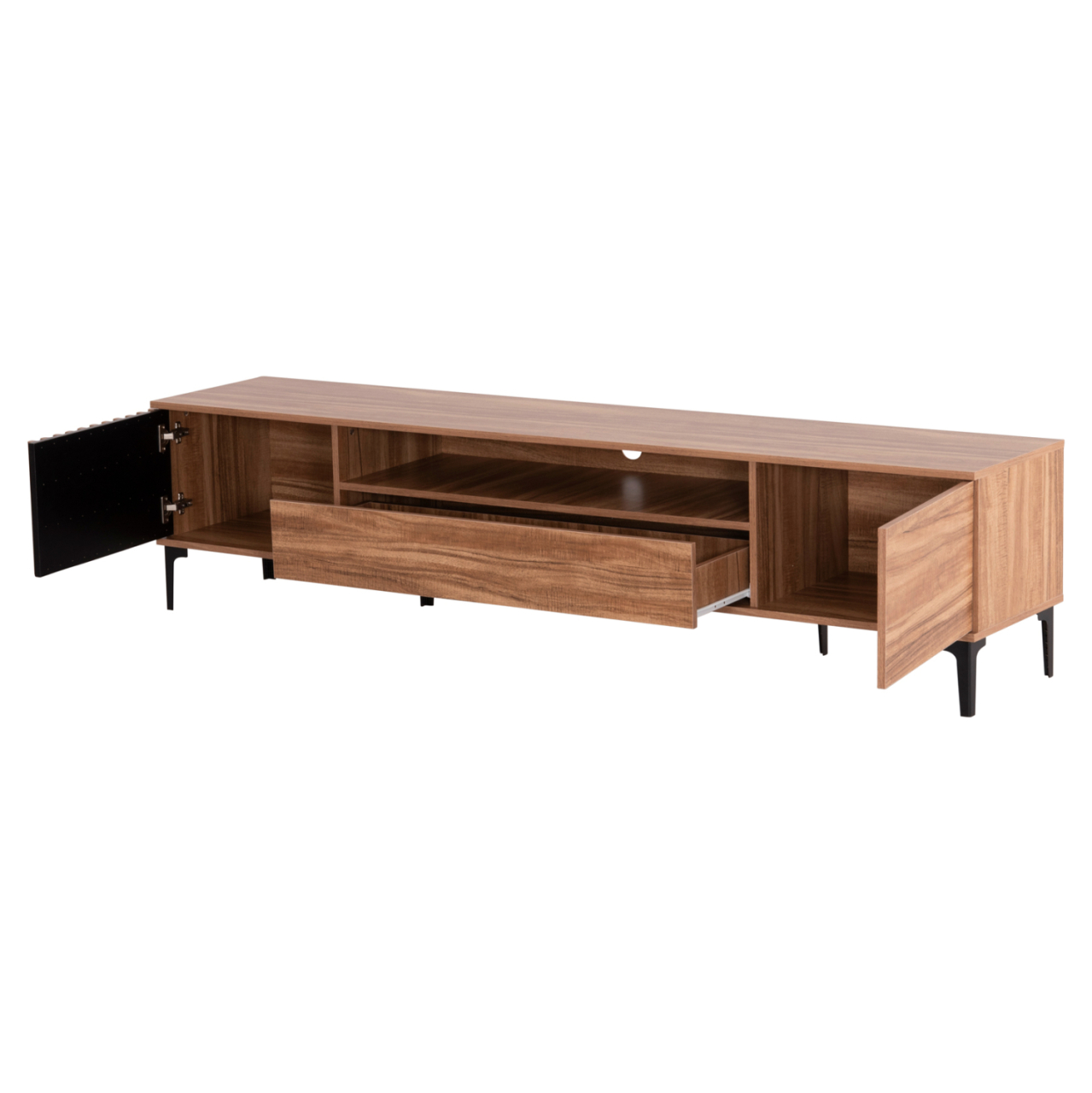 TV FURNITURE SERIES HARRY HM18008.01 MELAMINE IN NATURAL WOOD COLOR AND BLACK 200x40x47,5Hcm. [5]