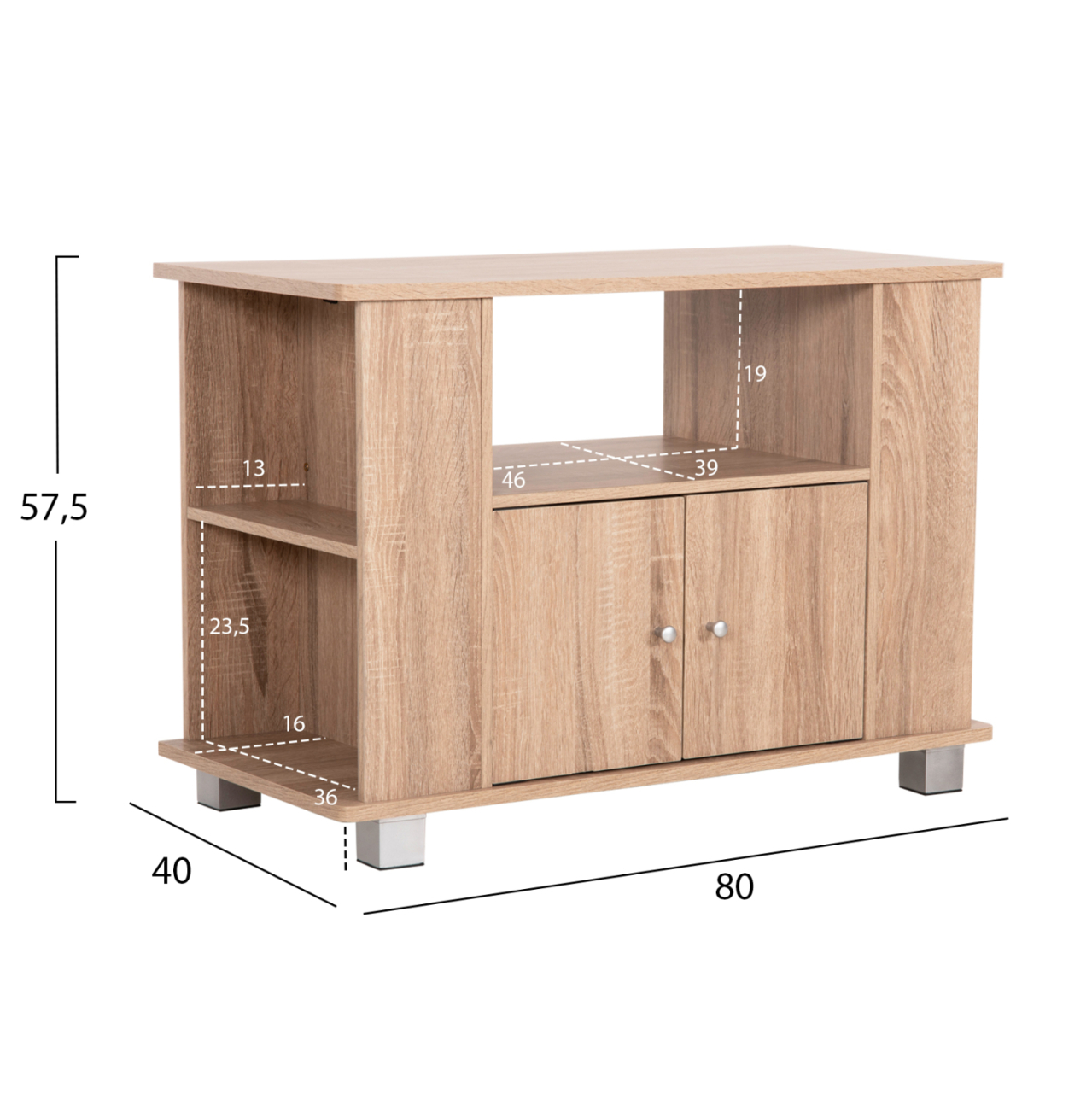 TV STAND/CABINET CLUSE HM2404.20 MELAMINE IN SONAMA OAK COLOR 80x40x57,5Hcm. [2]