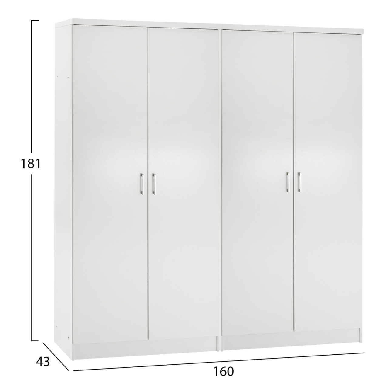 TWO WARDROBES 2-LEAF JENNA HM11350.05 MELAMINE IN WHITE 160x43x181Hcm. [2]