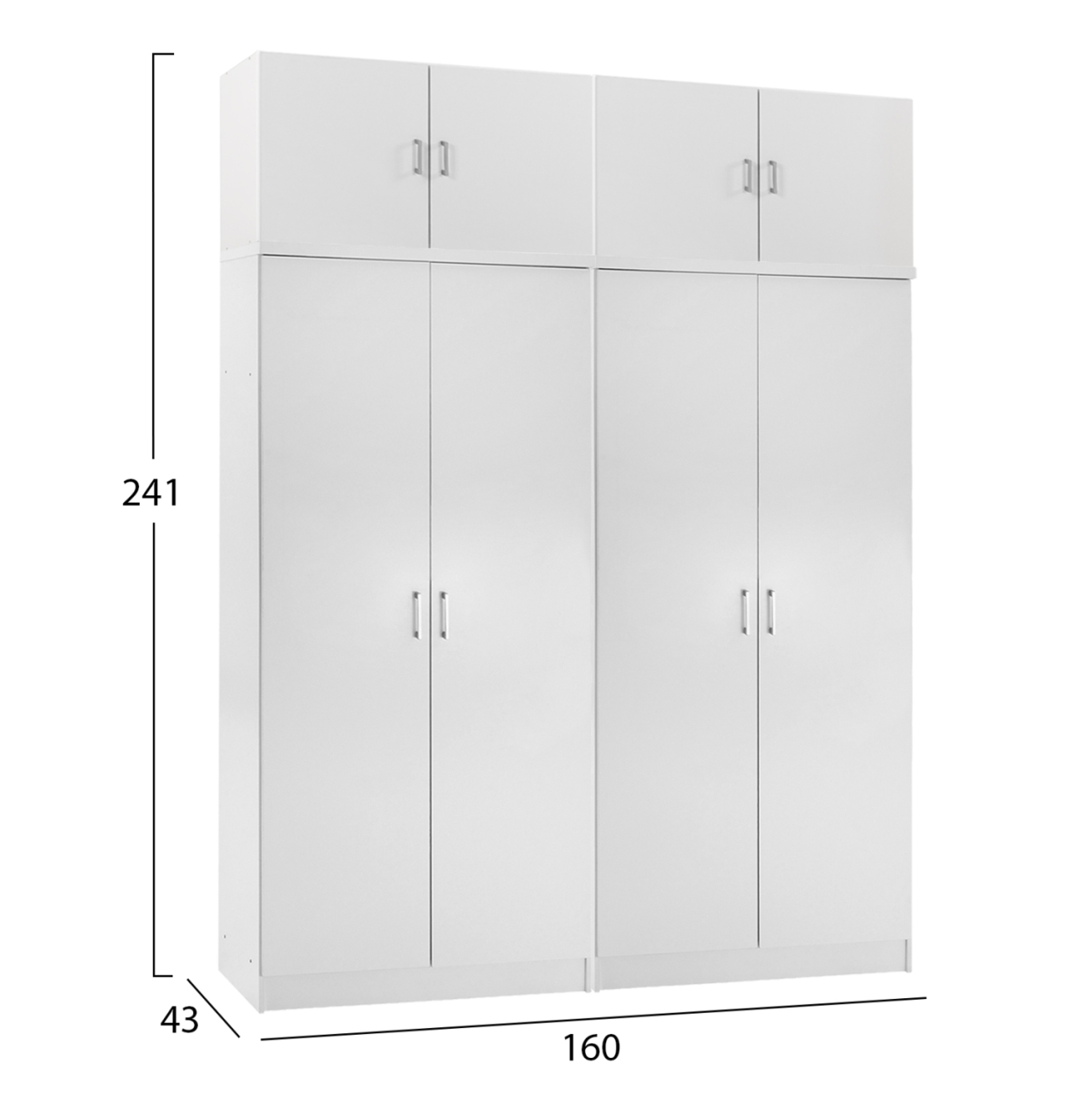 TWO WARDROBES 2-LEAF WITH LOFTS JENNA HM11350.05 MELAMINE IN WHITE 160x43x240Hcm. [2]