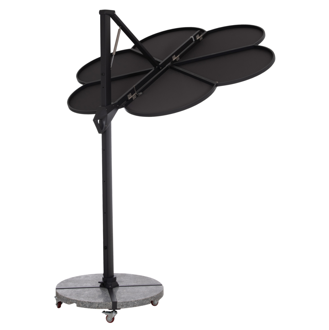 UMBRELLA WITH GROUND BASE SERIES CANNOPY (flower) HM21286.01 ALUMINUM and GRANITE--PENCIL GREY COLOR 2.38x2.2m [5]