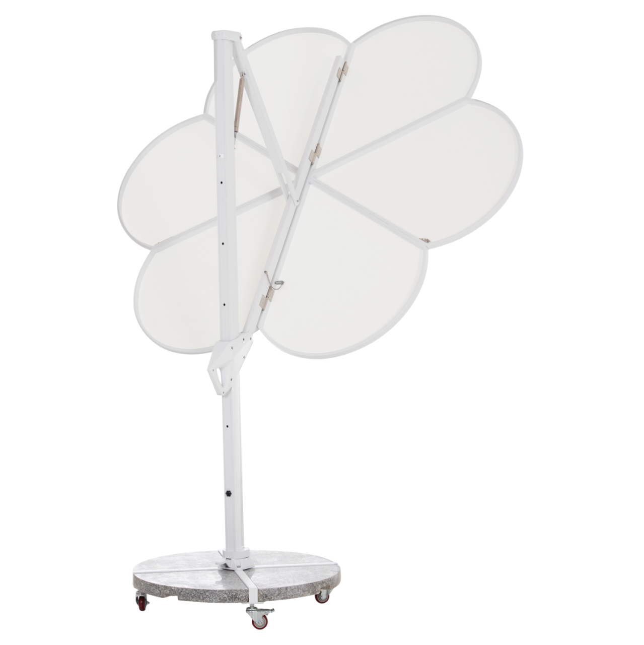 UMBRELLA WITH GROUND BASE SERIES CANNOPY (flower) HM21286.02 ALUMINUM and GRANITE--WHITE COLOR 2.38x2.2m [5]