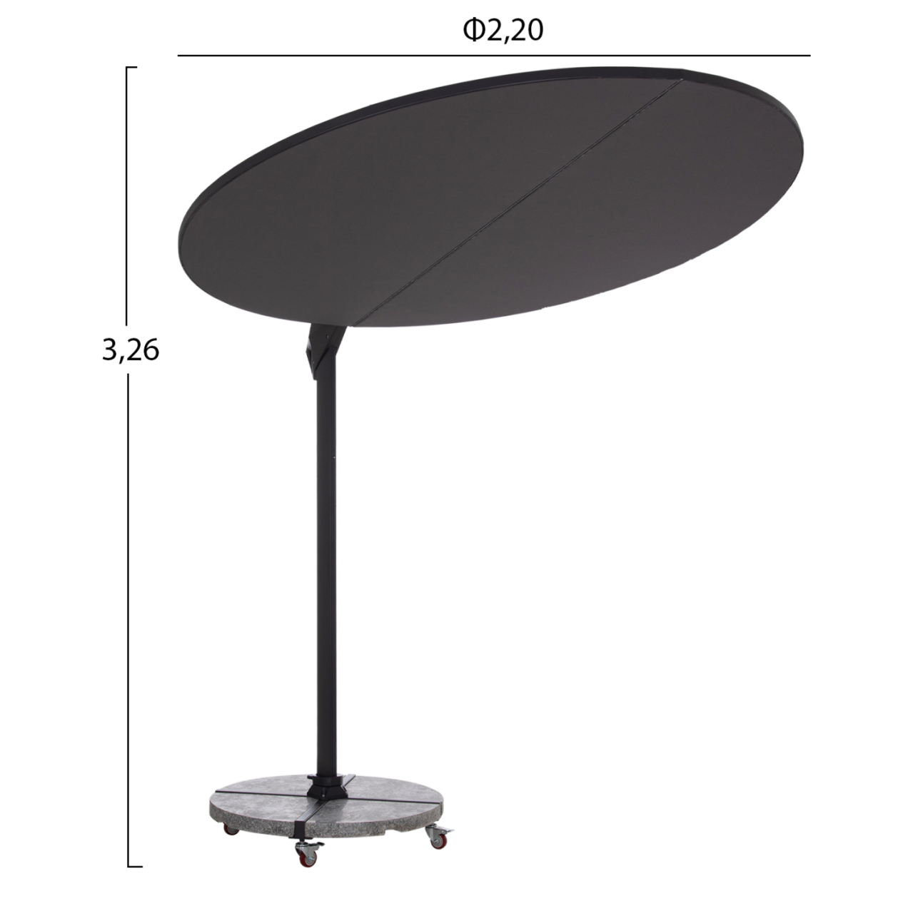 UMBRELLA WITH GROUND BASE SERIES CANNOPY HM21285.01 ALUMINUM and GRANITE--PENCIL GREY COLOR Φ2.2m [2]